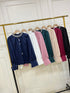 Pearl Round Neck Long Sleeves Satin Tops